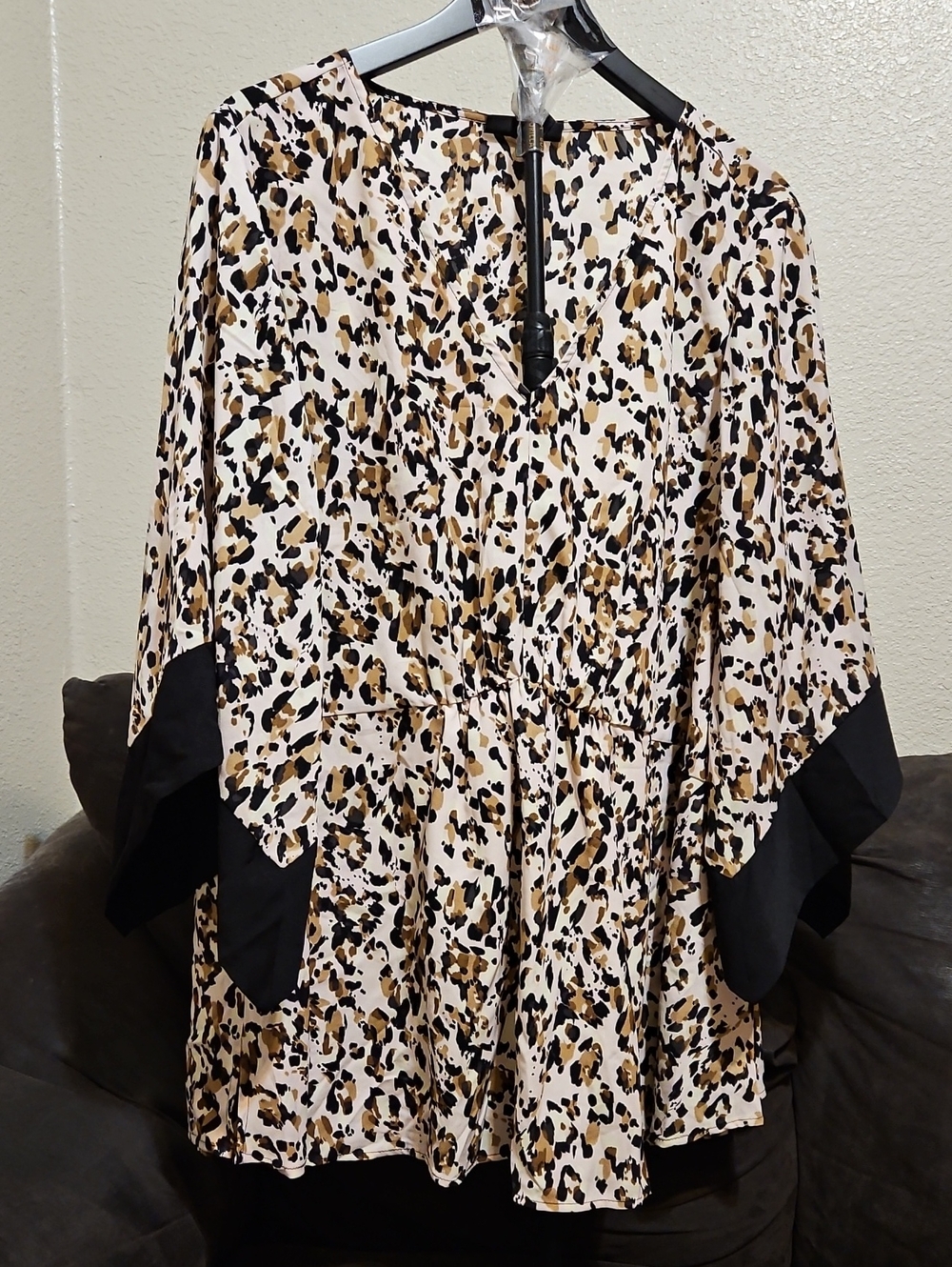 Lane Bryant Pink, Beige and Black Leopard-Print Cape